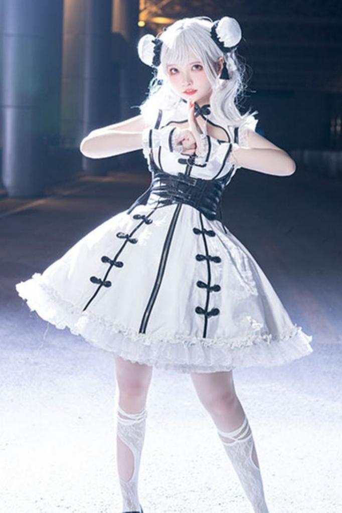 Dark Punk Black White Chinese-style Dress Suit
