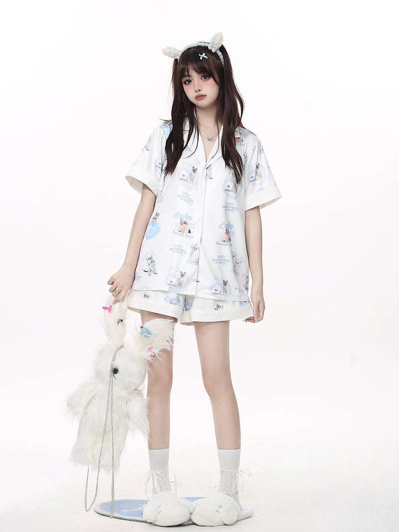 Dog & Cat Nightwear Set / Big Ribbon Girly Night Dress