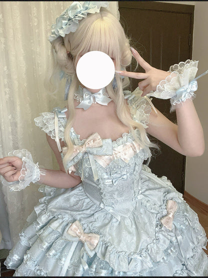 Tricolor Dark Gothic Ribbon Dress + Accessories