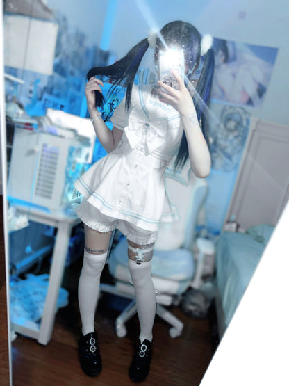 [pre-order] Sailor Collar Peplum Top + Shorts