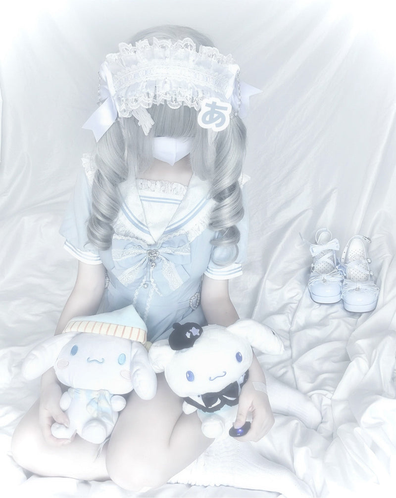 [pre-order] Sailor Collar Peplum Top + Shorts