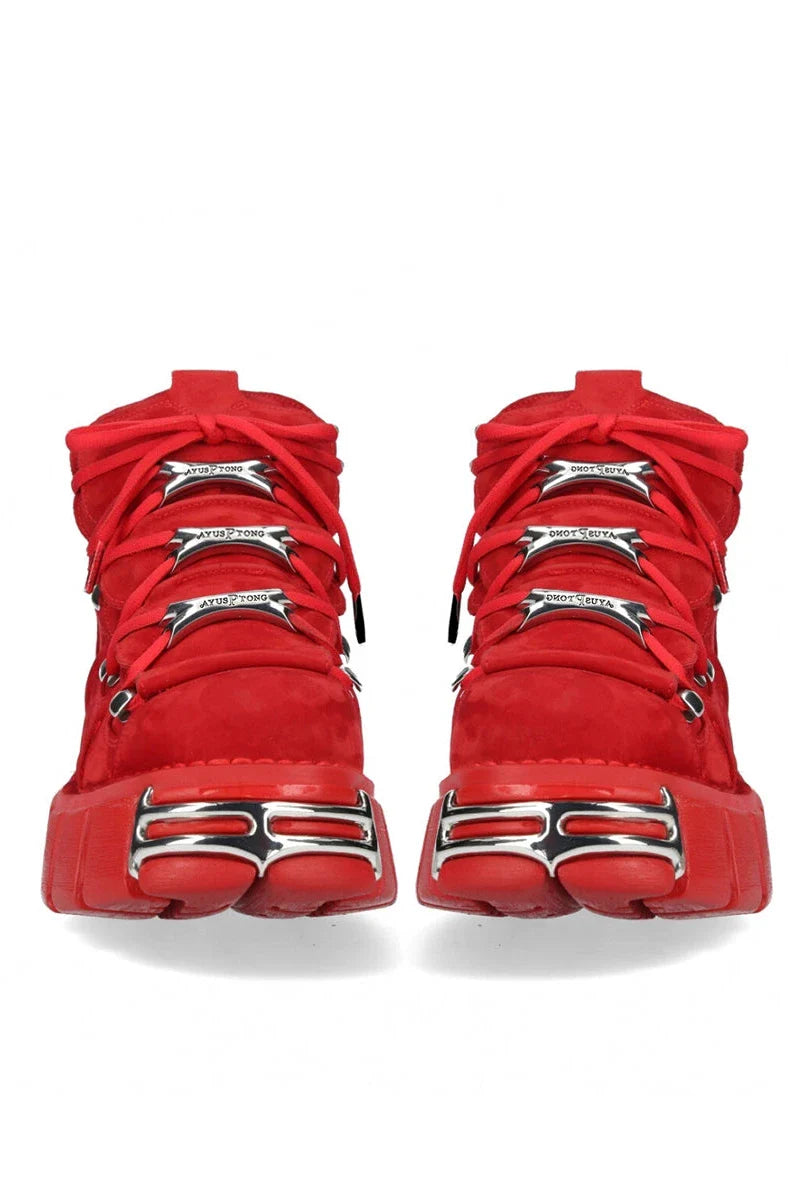 Dark Red Metallic Platform Sneakers