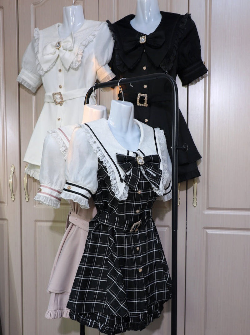 [pre-order] Ribbon Puff Sleeve Top + Ruffle Pants