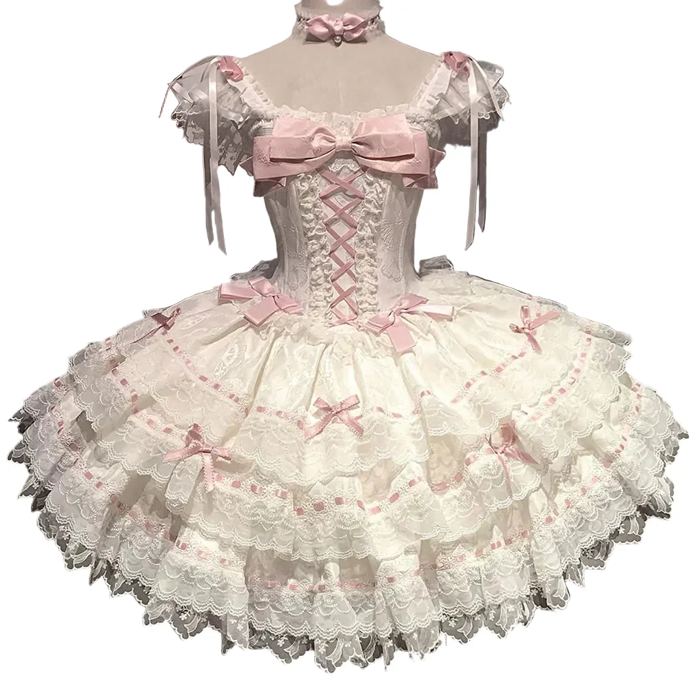 【予約商品】プリンセスリボンレースアップロリータドレス+アクセサリー