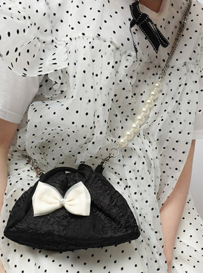 Pearl Ribbon Shoulder Chain Mini Bag