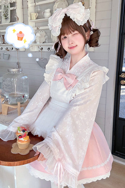 Cherry Maid Girly Top + Flare Skirt + Apron