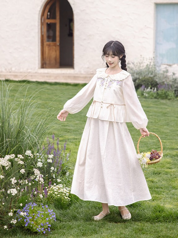 [pre-order] Retro Flower Sweet Top + Long Skirt