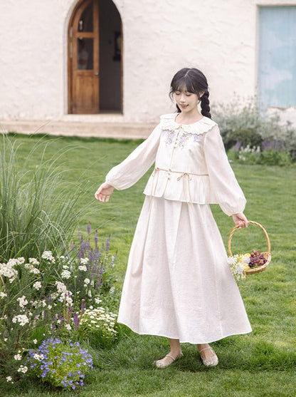 [pre-order] Retro Flower Sweet Top + Long Skirt