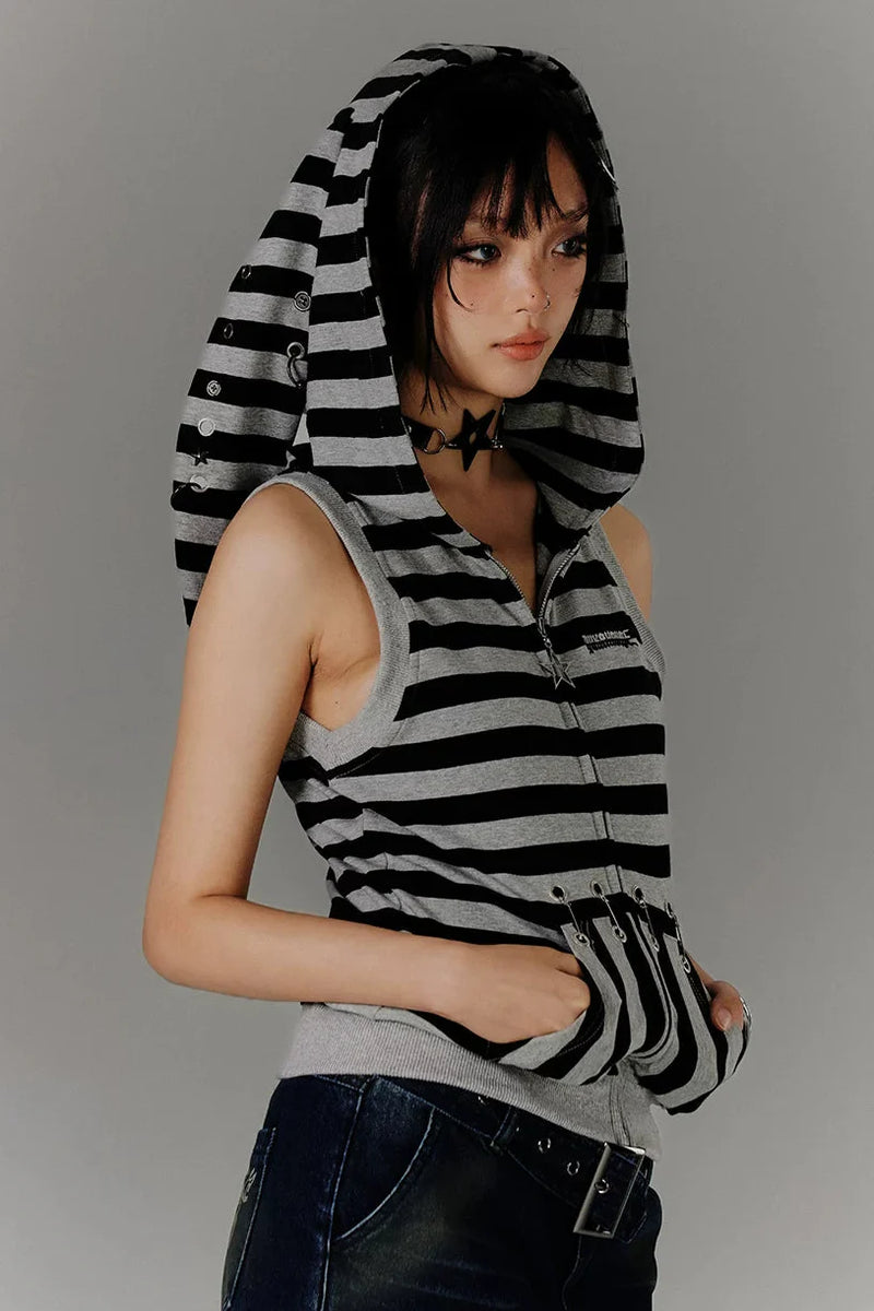 Retro Striped Rabbit Ear Tops