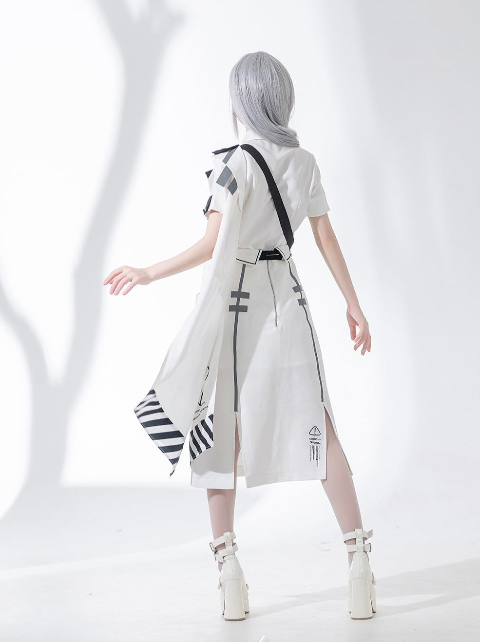 A Line Skirt Design Cape Suit [hoodie Cape + Shirt + Skirt + One Shoulder Cape]