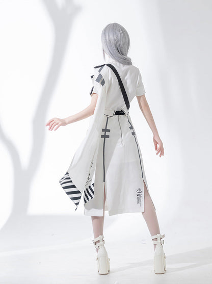 A Line Skirt Design Cape Suit [hoodie Cape + Shirt + Skirt + One Shoulder Cape]