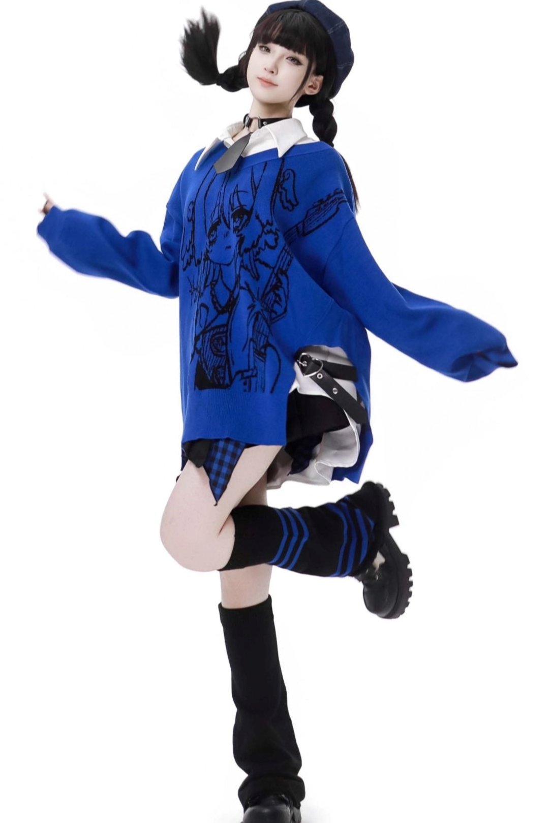 Neck Knit Y2k Skirt Set