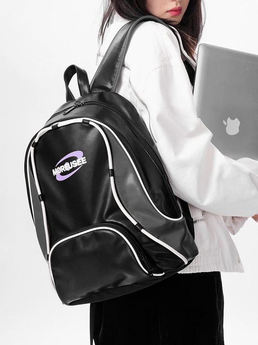 Piping Stitch Leather Pc Backpack