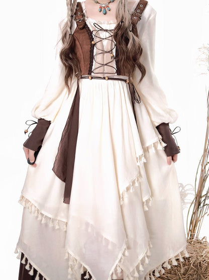 Exotic Style Dress + Vest + Cape