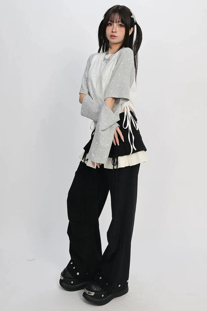 Mode Cut-out Star Drawstring Top