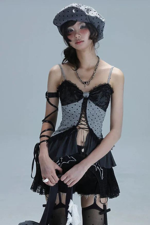 Y2k Dot Lace Camisole