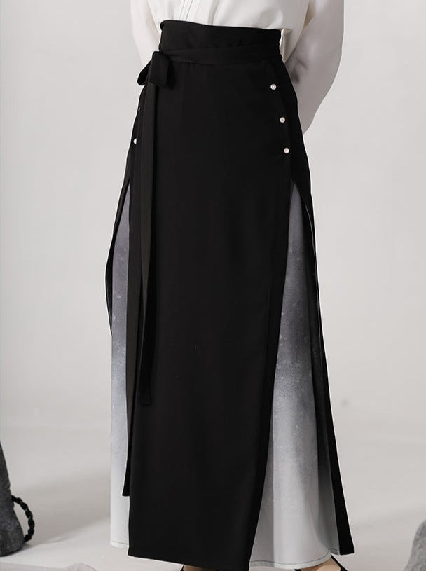 Dark Chinese-style Mode Pleated Skirt Set
