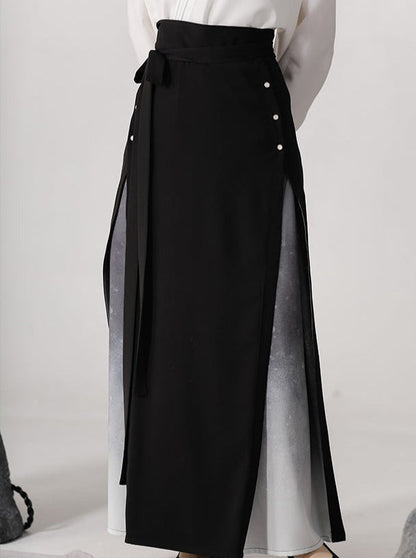Dark Chinese-style Mode Pleated Skirt Set