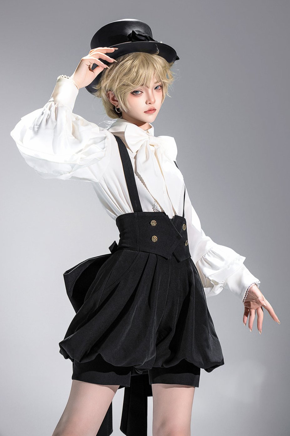 [pre-order] Retro Dark Prince Ribbon Shirt + Tail Shorts