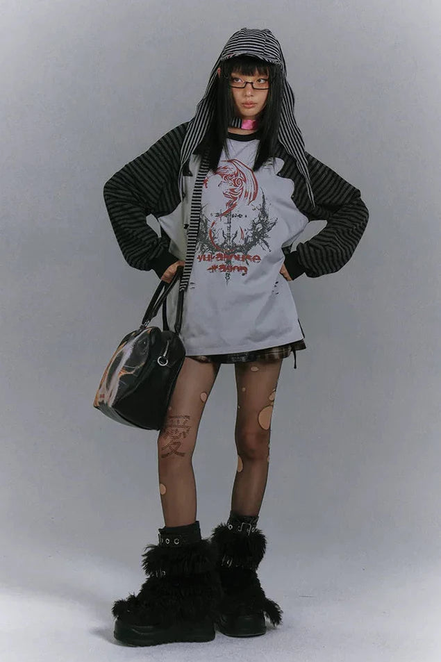 Two Tone Raglan Loose Top