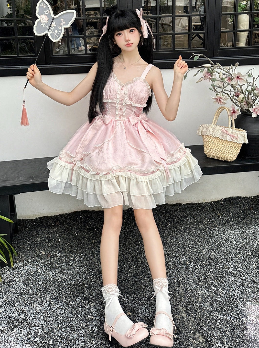 Light Lolita Suspender Dress + Short Shawl