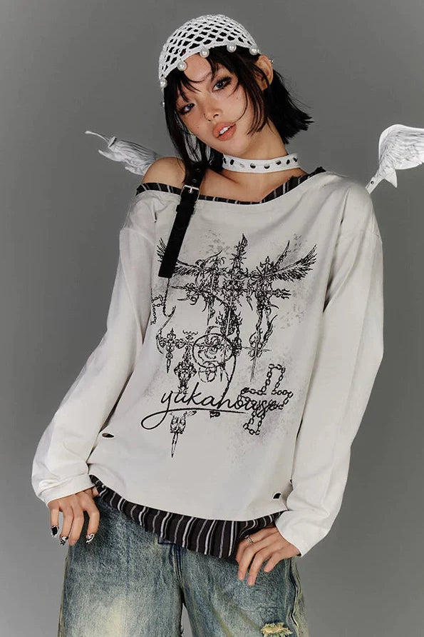 Subculture One Shoulder Loose Top