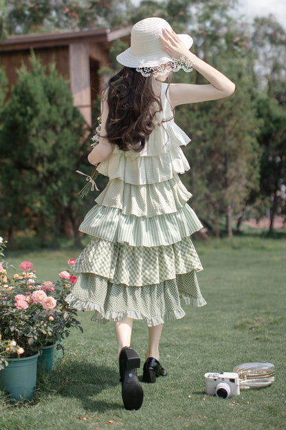 [pre-order] Tiered Ruffled Sleeveless Dress + Ribbon
