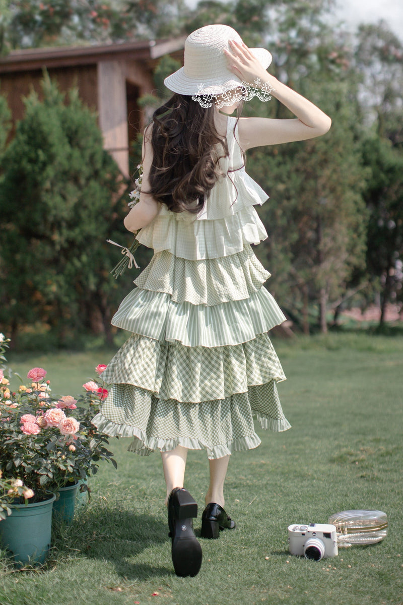 [pre-order] Tiered Ruffled Sleeveless Dress + Ribbon