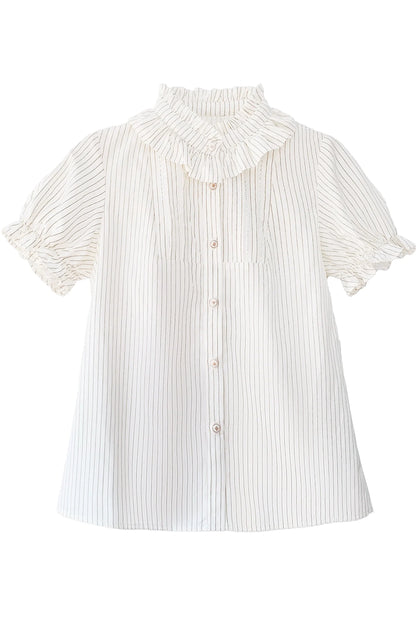 Western-style College Vest Skirt + Puff Sleeve Shirt + Big Ribbon + Brooch