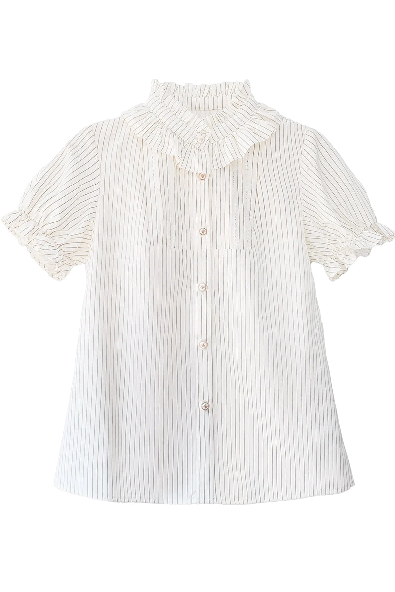 Western-style College Vest Skirt + Puff Sleeve Shirt + Big Ribbon + Brooch