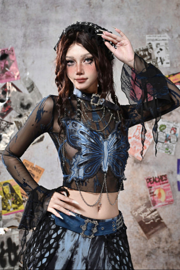 [pre-order] Virtual Sheer Top + Chain Butterfly Tube Top