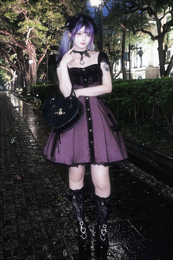 [reservations] Gothic Dark Mine Lace Flying Sleeve Dress + Choker