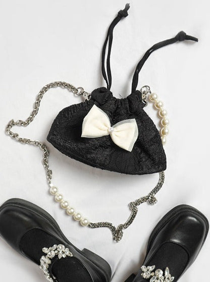 Pearl Ribbon Shoulder Chain Mini Bag