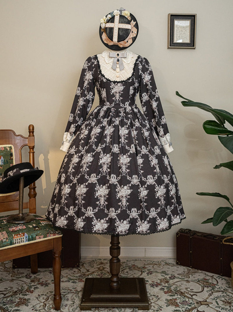 [pre-order] Antique Flower Wall Lolita Retro Cake Pendant Dress