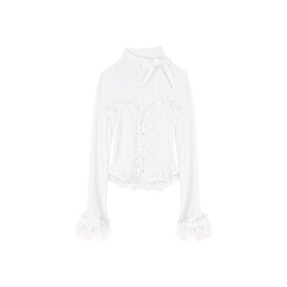 Lace Trim Cape Coat + Tops + Scarf