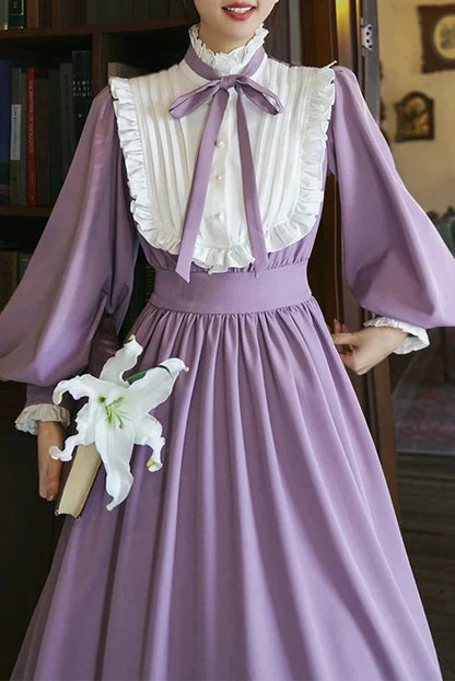 Wind Purple Lace Lantern Dress