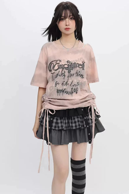 Y2k Tie-dye Off-shoulder Top