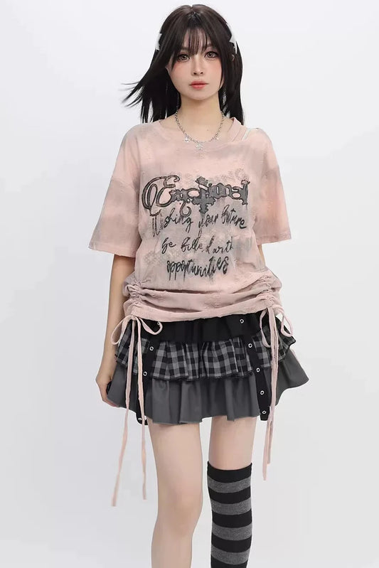 Y2k Tie-dye Off-shoulder Top