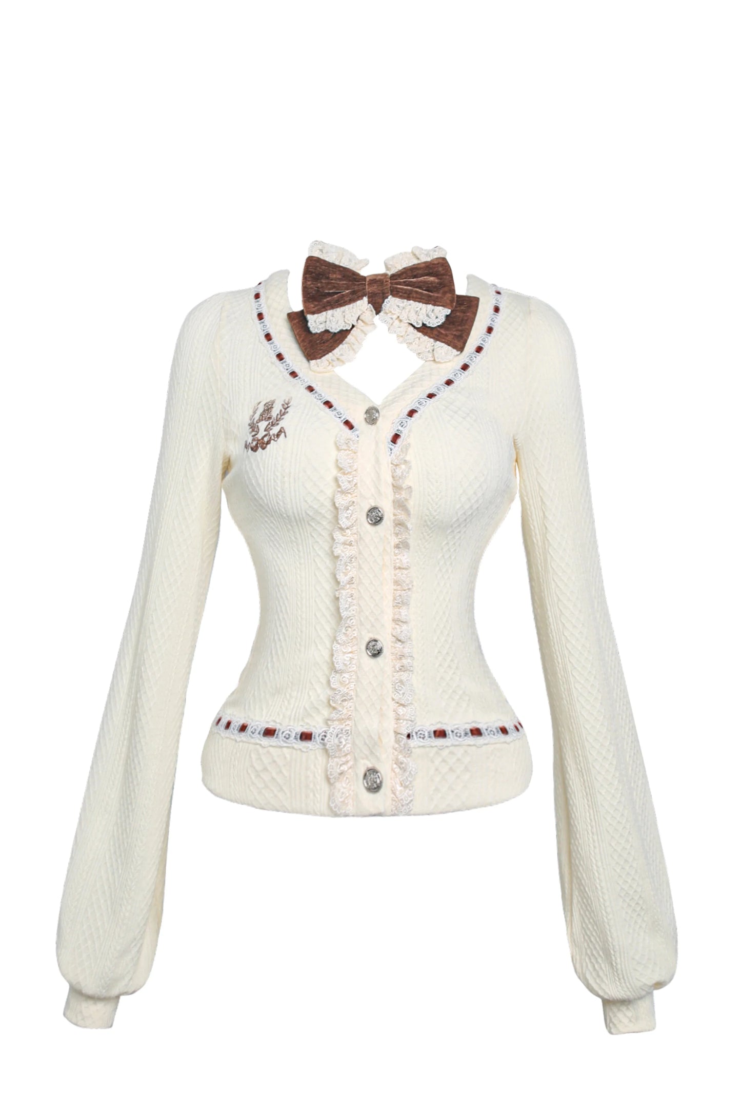 Bear Knit Cardigan + Bear Jacket + Velvet Skirt + Shirt