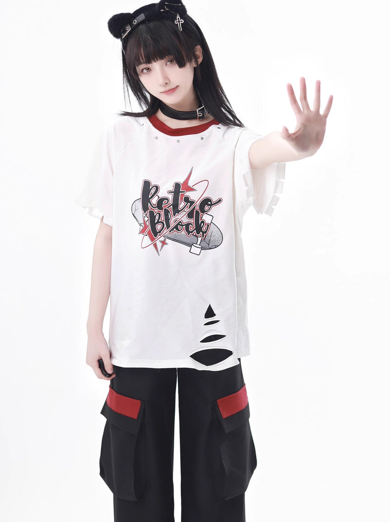 Wind Boy Summer Loose Couple Ripped Suit