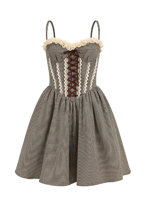 Lace Houndstooth Camisole Dress