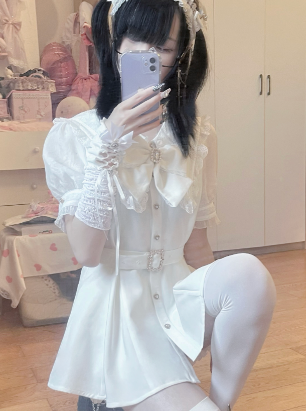 [pre-order] Ribbon Puff Sleeve Top + Ruffle Pants