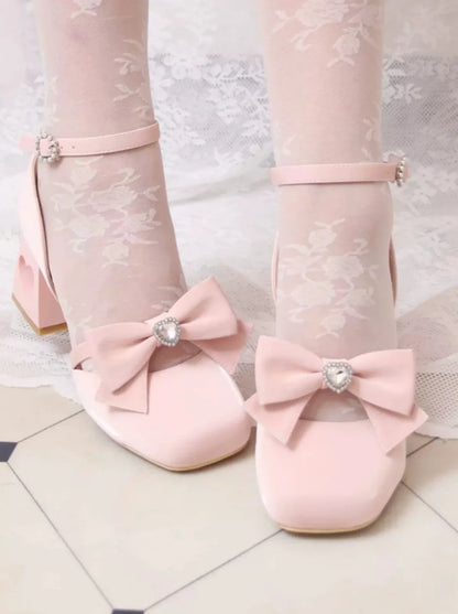 Ribbon Love Diamond Lolita High Heel Shoes