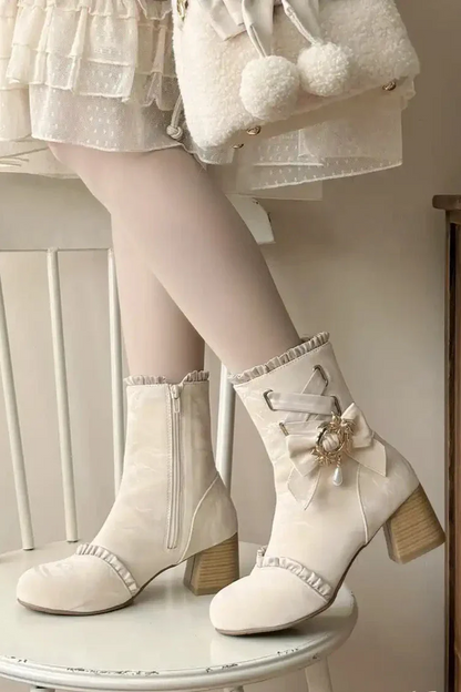 Lolita Classical Ribbon Short Boots