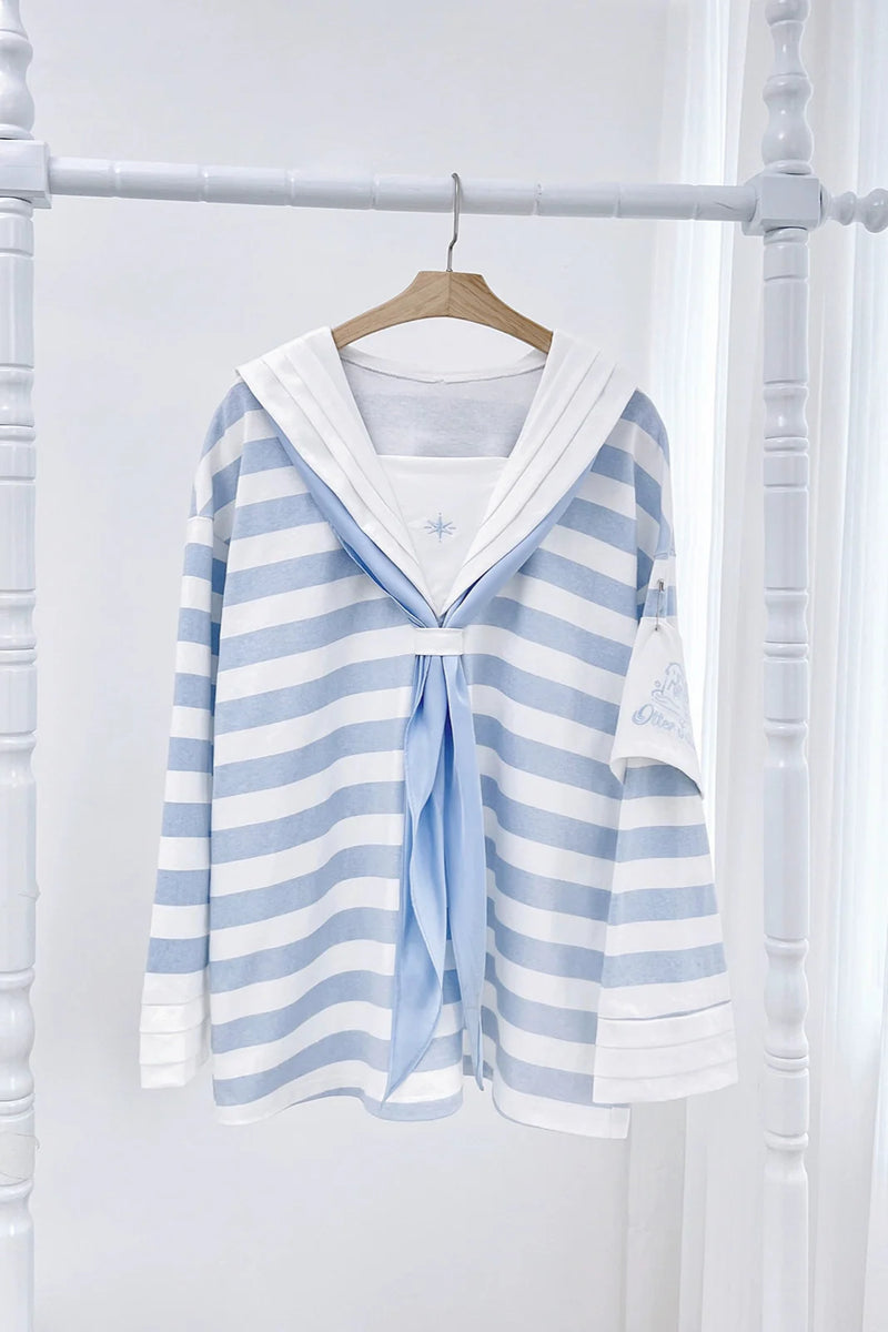 [angel Style] [pre-order] Striped Sailor Collar Subculture Top + Shorts