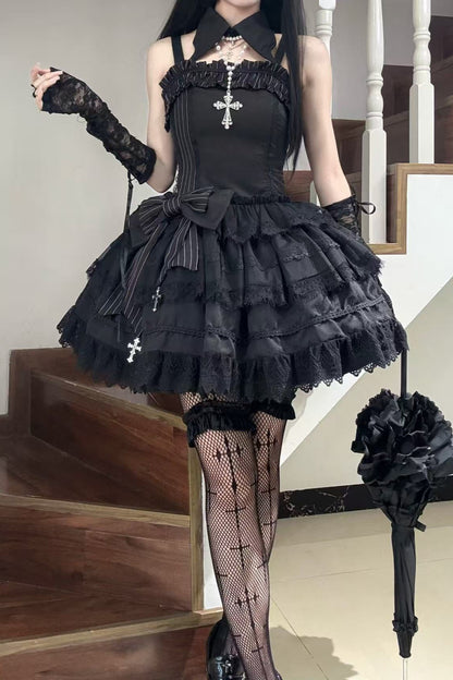 Dark Gothic Striped Slim Dress