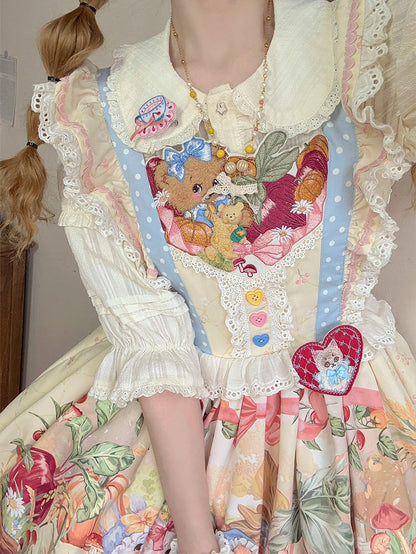 [pre-order] Carrot Print Layered Dress + Suspender Dress + Apron