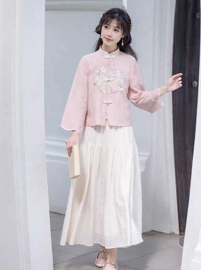 Spring Chinese-style Top + Long Skirt