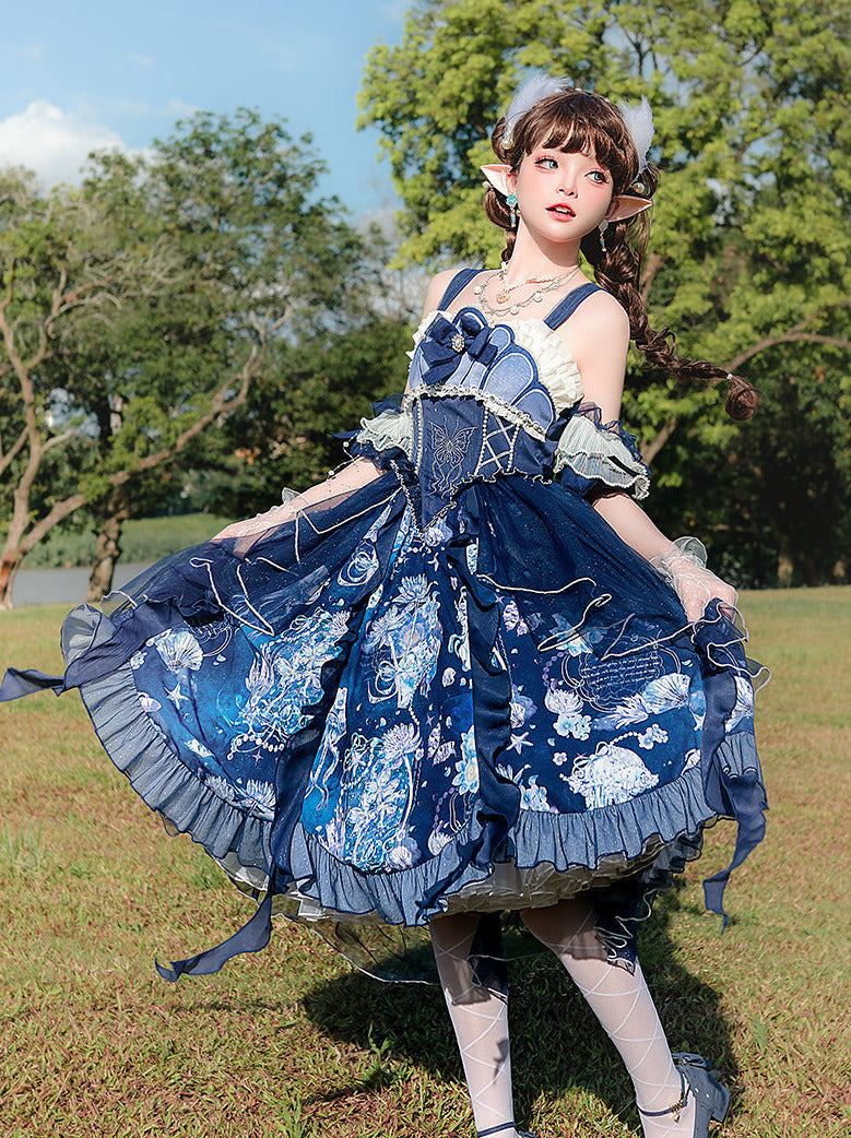 Deep Jellyfish Suspender Dress Set