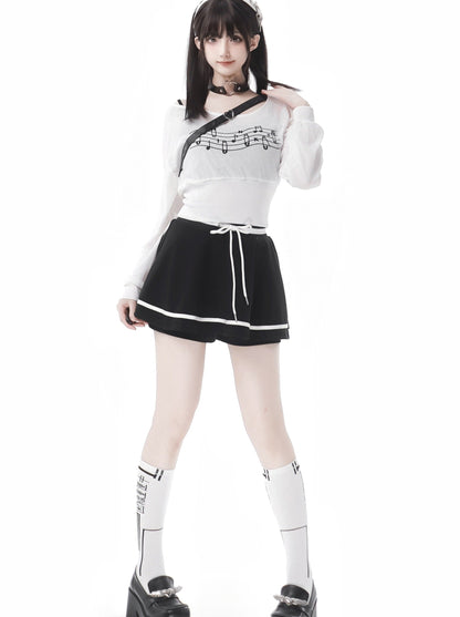 Sporty Mix Top + Hooded Hoodie + Camisole + Culottes